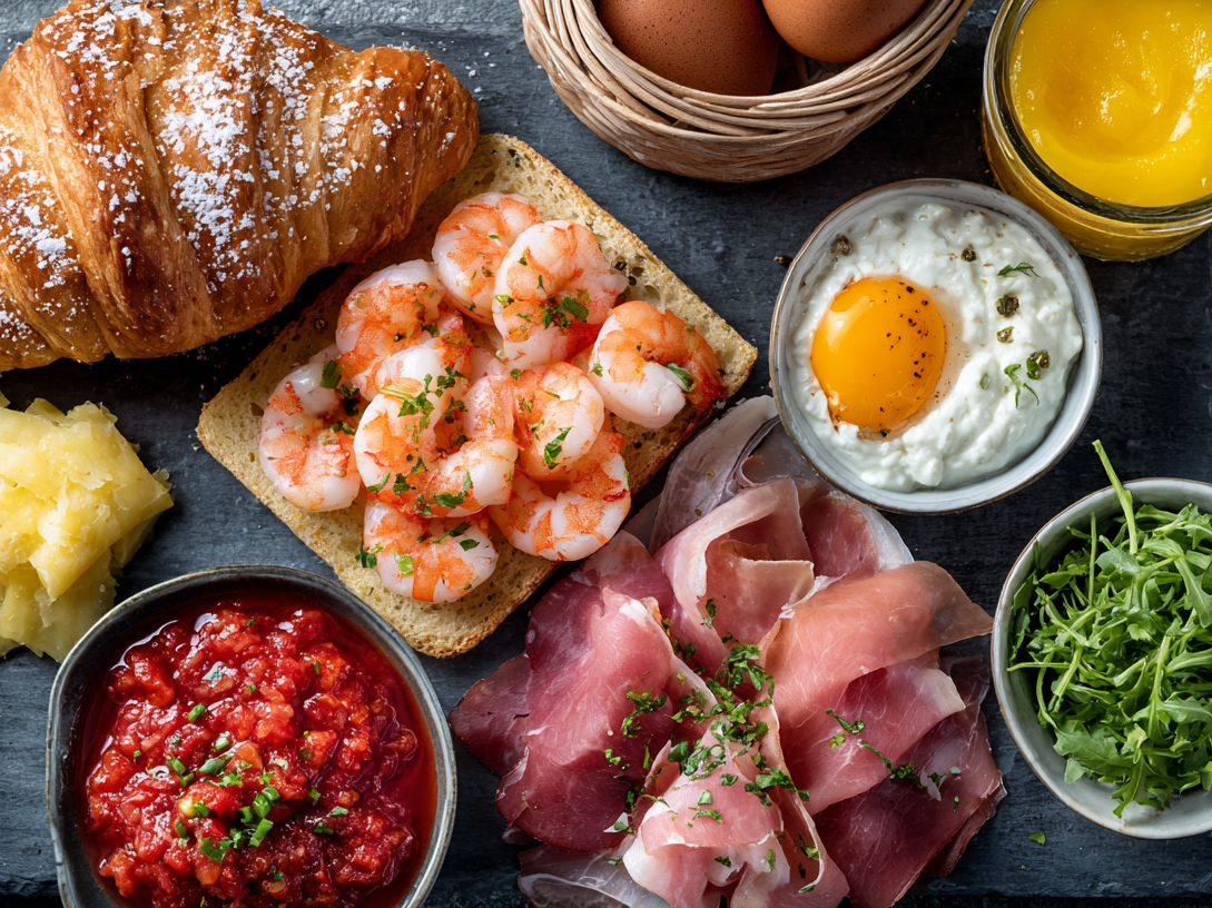Elegantes Frühstück mit Shrimps Elegantes Frühstück mit Shrimps
